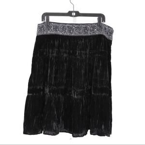 BCBGMaxazria Boho Rayon Skirt Beaded Waist Black Medium NEW
